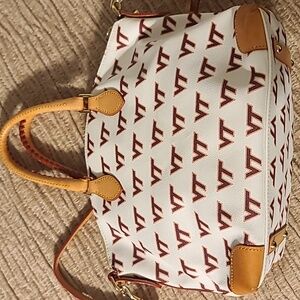 Dooney & Bourke Cream and Brown VT Pattern Satchel Purse Bag